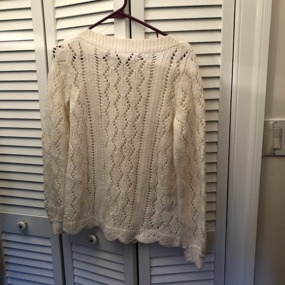 Loft women wool blend cream textured sweater, XS - Picture 2 of 6